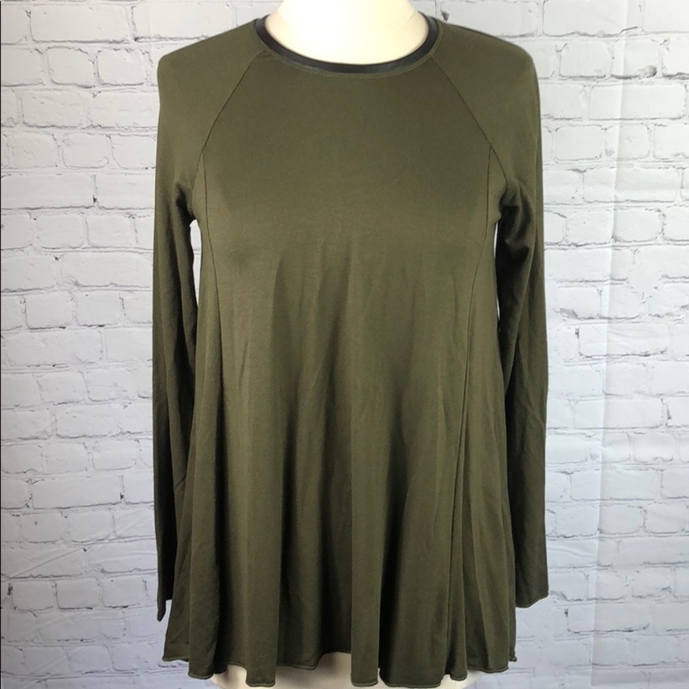 New Zara Soft Stretch Long Sleeve Top Camo Green - Picture 2 of 9